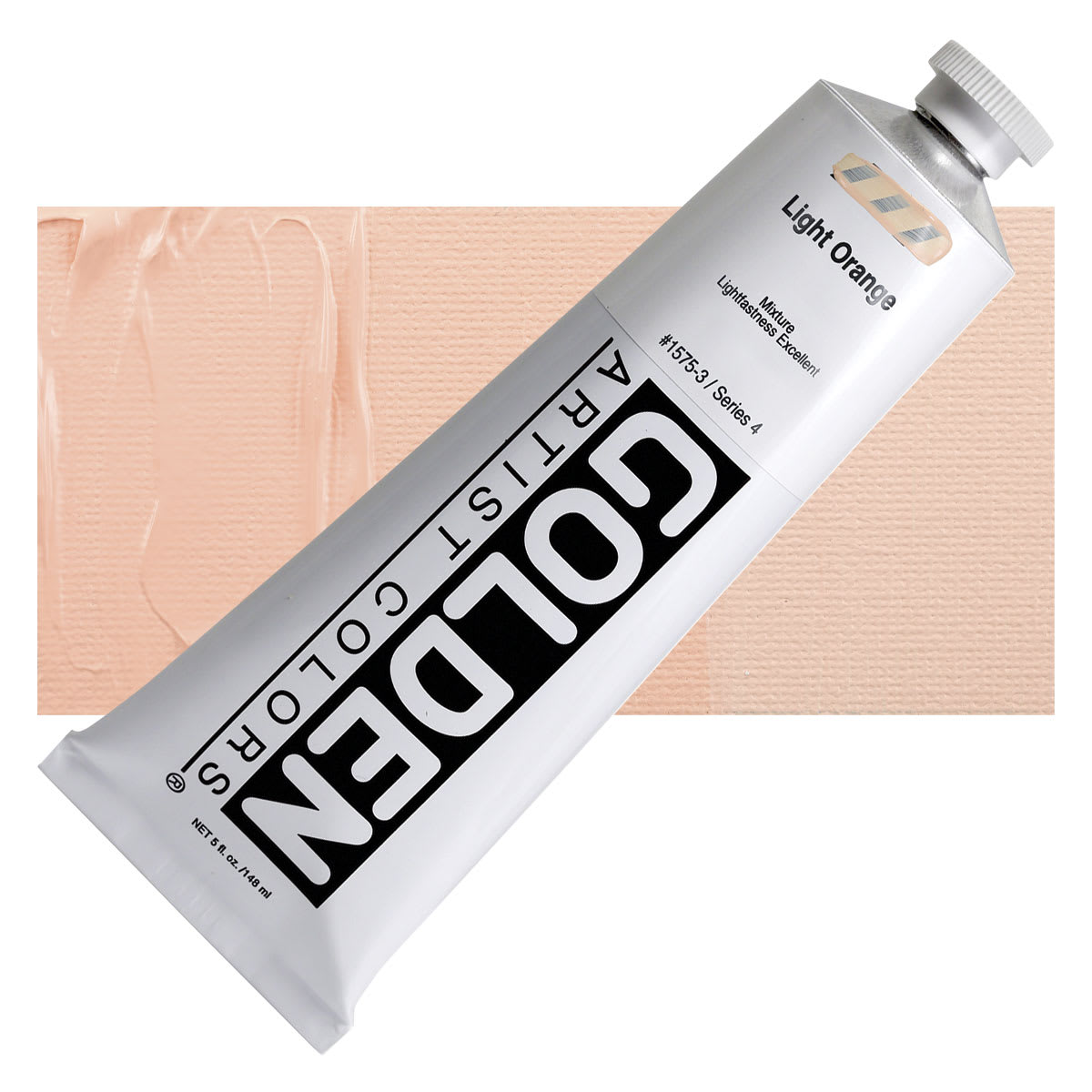 Golden Heavy Body Artist Acrylic - Light Orange, 5 oz and swatch