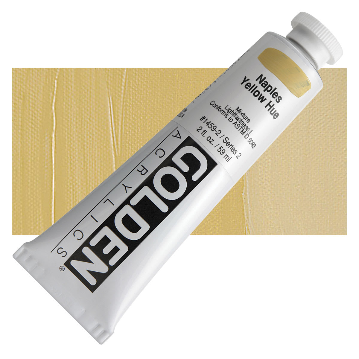 Golden Heavy Body Artist Acrylic - Naples Yellow Hue, 2 oz Tube and swatch
