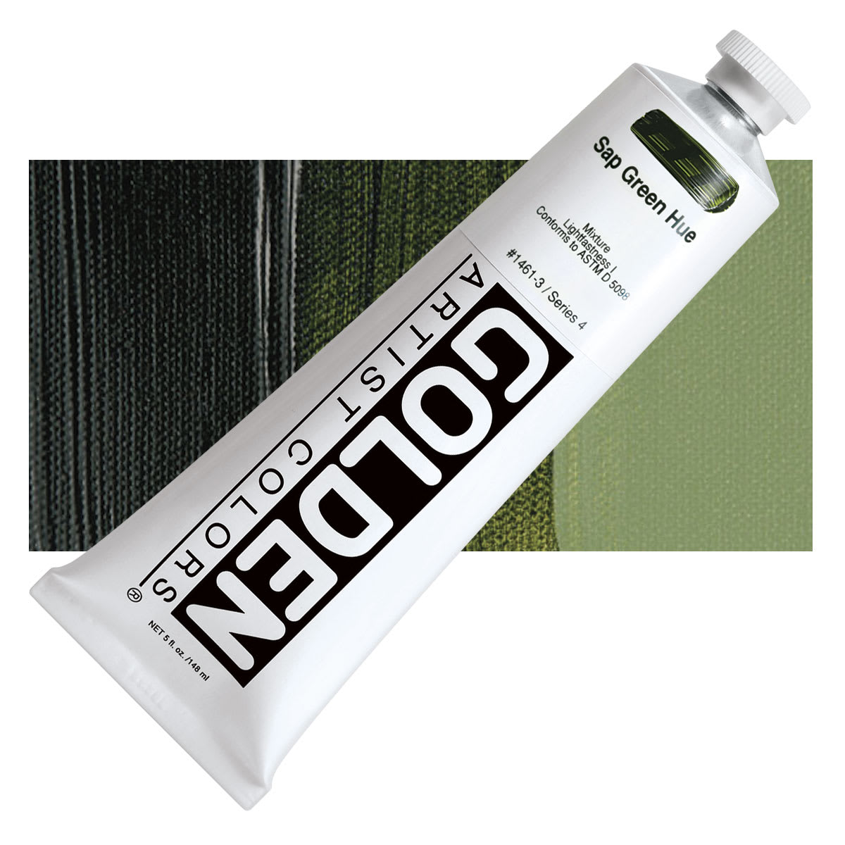 Golden Heavy Body Artist Acrylic - Sap Green Hue, 5 oz Tube and swatch