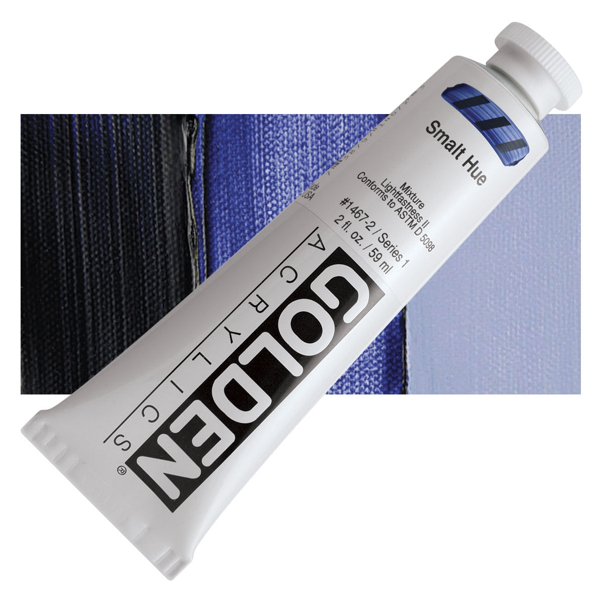 Golden Heavy Body Artist Acrylic - Smalt Hue, 2 oz tube and swatch