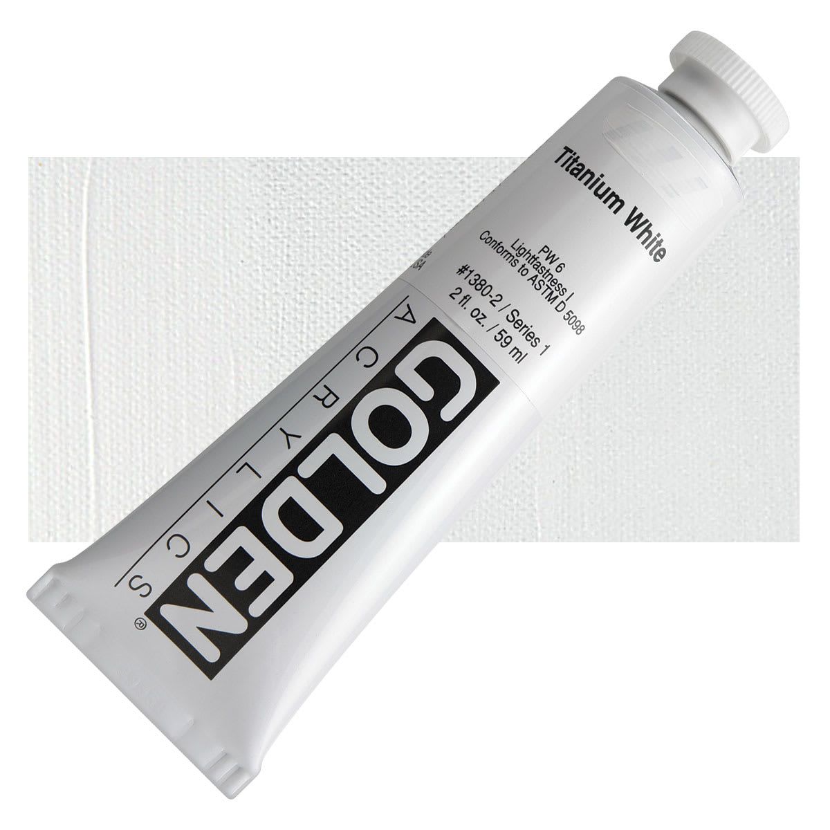 Golden Heavy Body Artist Acrylic - Titanium White, 2 oz Tube and swatch