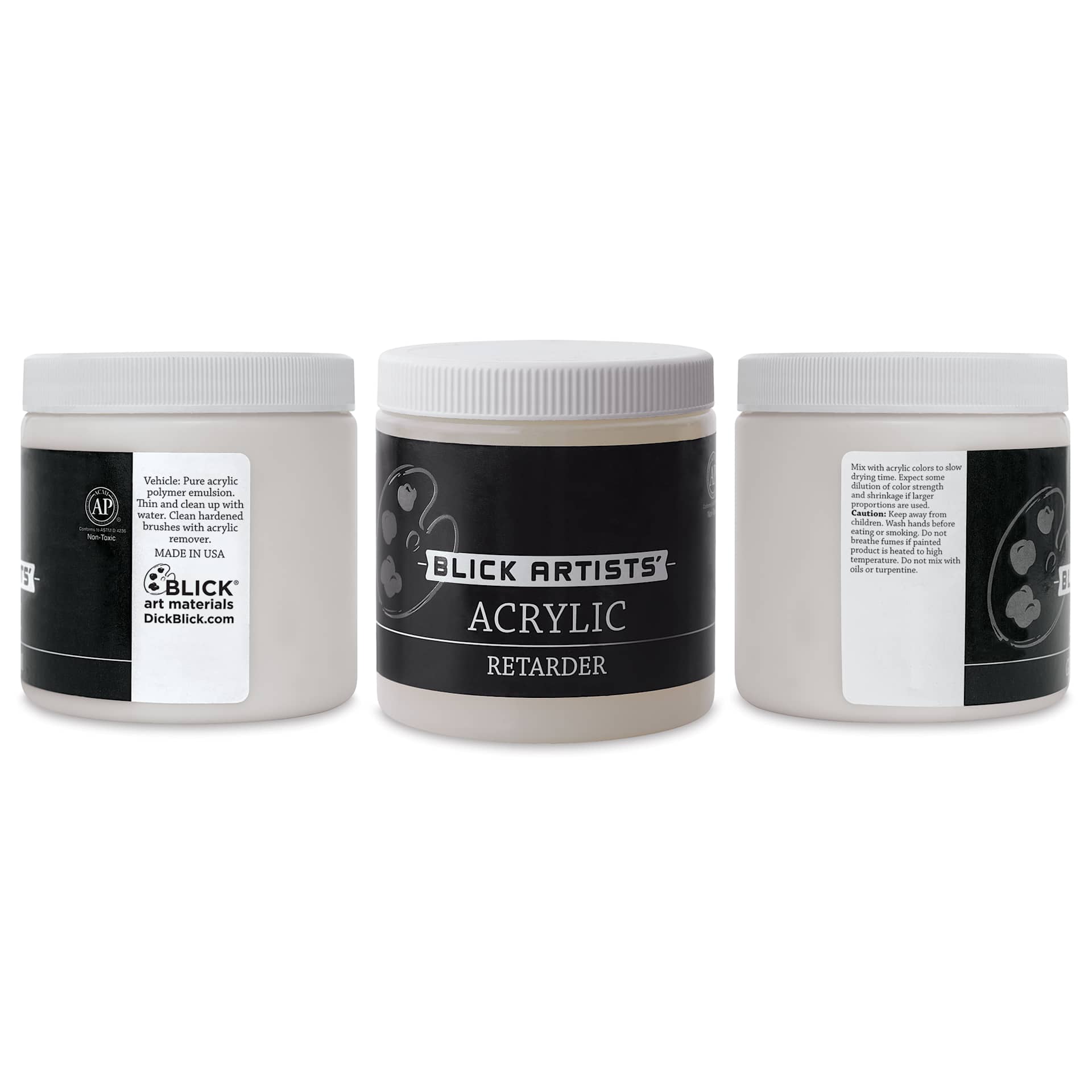 Blick Artists' Acrylic Retarder, jar front and sides