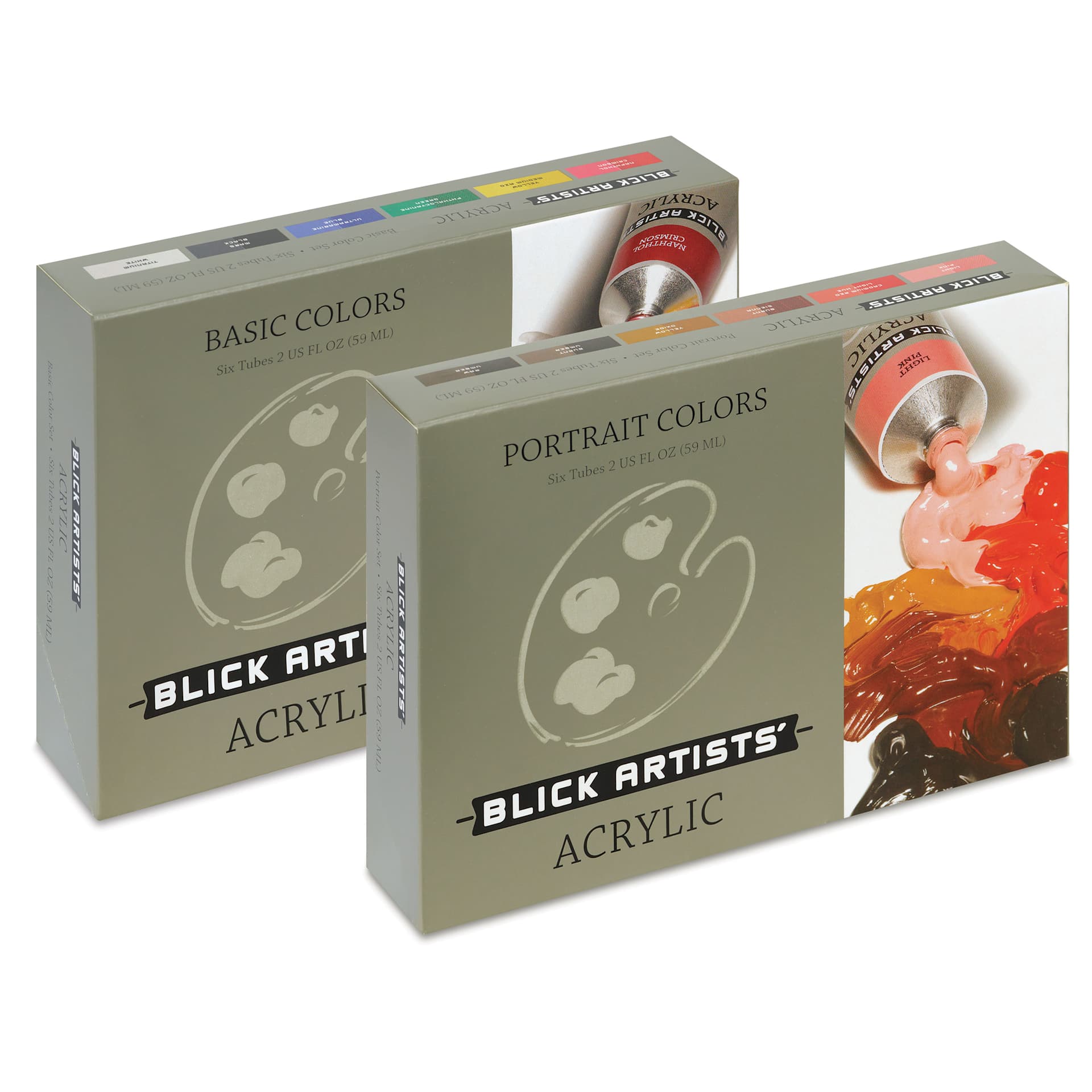 Blick Artists' Acrylic Set - Assorted, Set of 12 color, 2 oz tubes, front of packaging