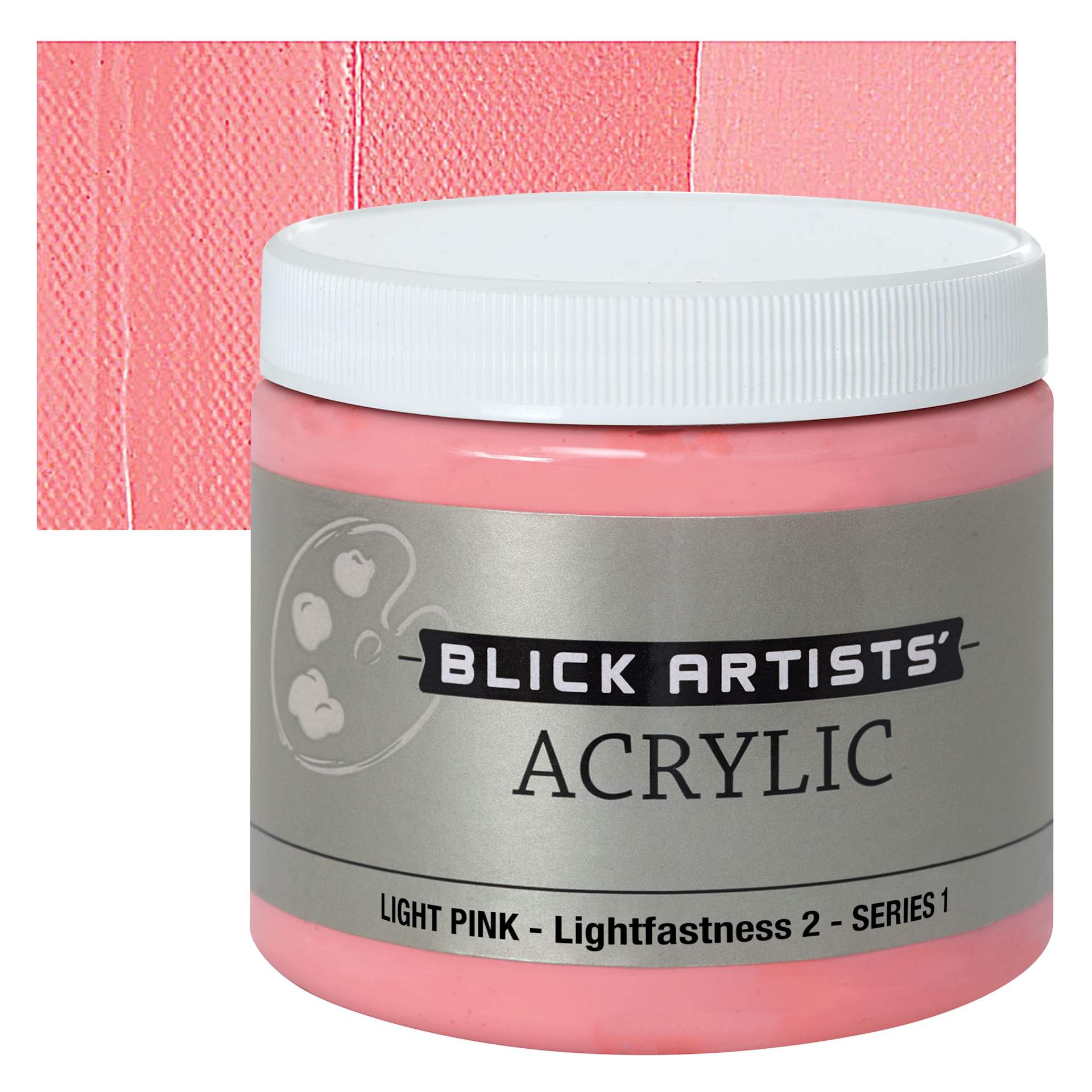 Blick Artists' Acrylic - Light Pink, 16 oz jar and swatch