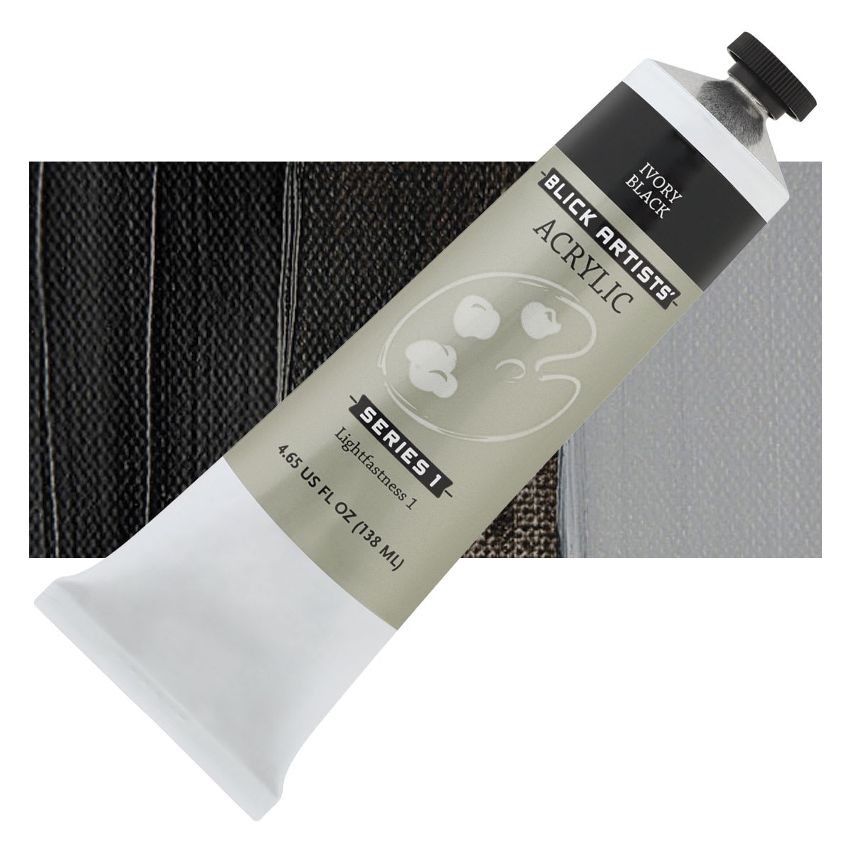 Blick Artists' Acrylic - Ivory Black, 4.65 oz tube and swatch