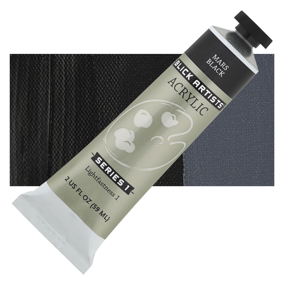 Blick Artists' Acrylic - Mars Black, 2 oz tube and swatch