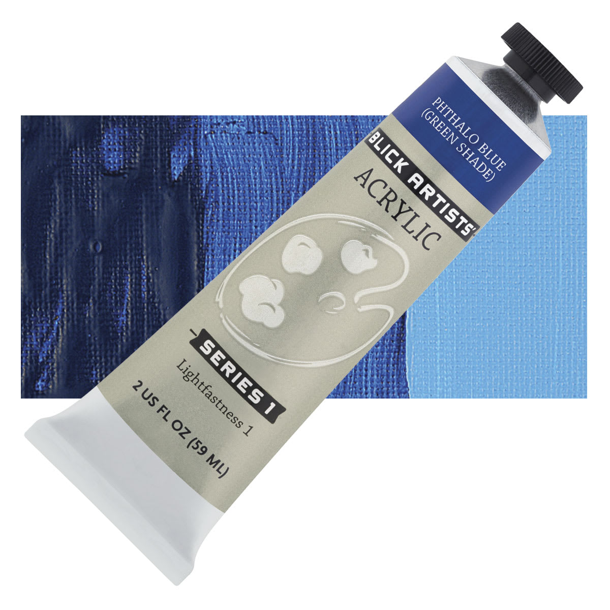 Blick Artists' Acrylic - Phthalo Blue Green Shade, 2 oz tube and swatch