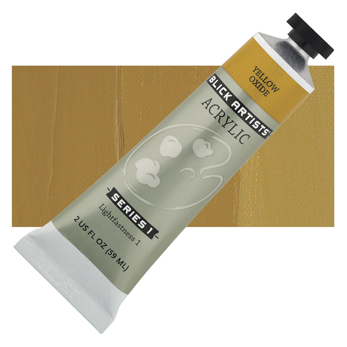 Blick Artists' Acrylic - Yellow Oxide, 2 oz tube and swatch