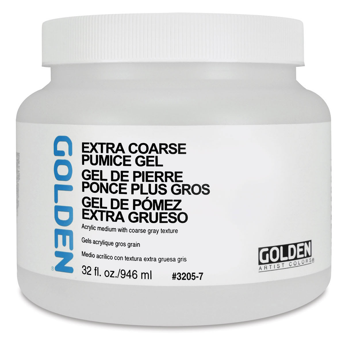 Golden Pumice Gel Medium - Extra Coarse, 32 oz jar
