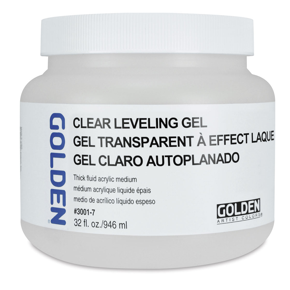 Golden Acrylic Medium - Clear Leveling Gel, 32 oz jar 