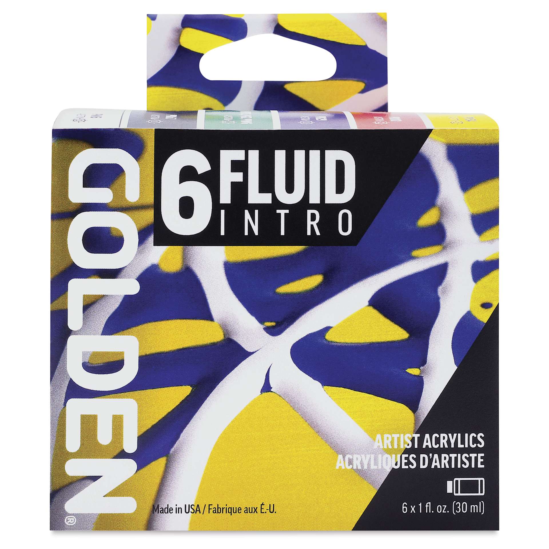 Golden Fluid Acrylics - Intro Colors, Set of 6, 30 ml, packaging