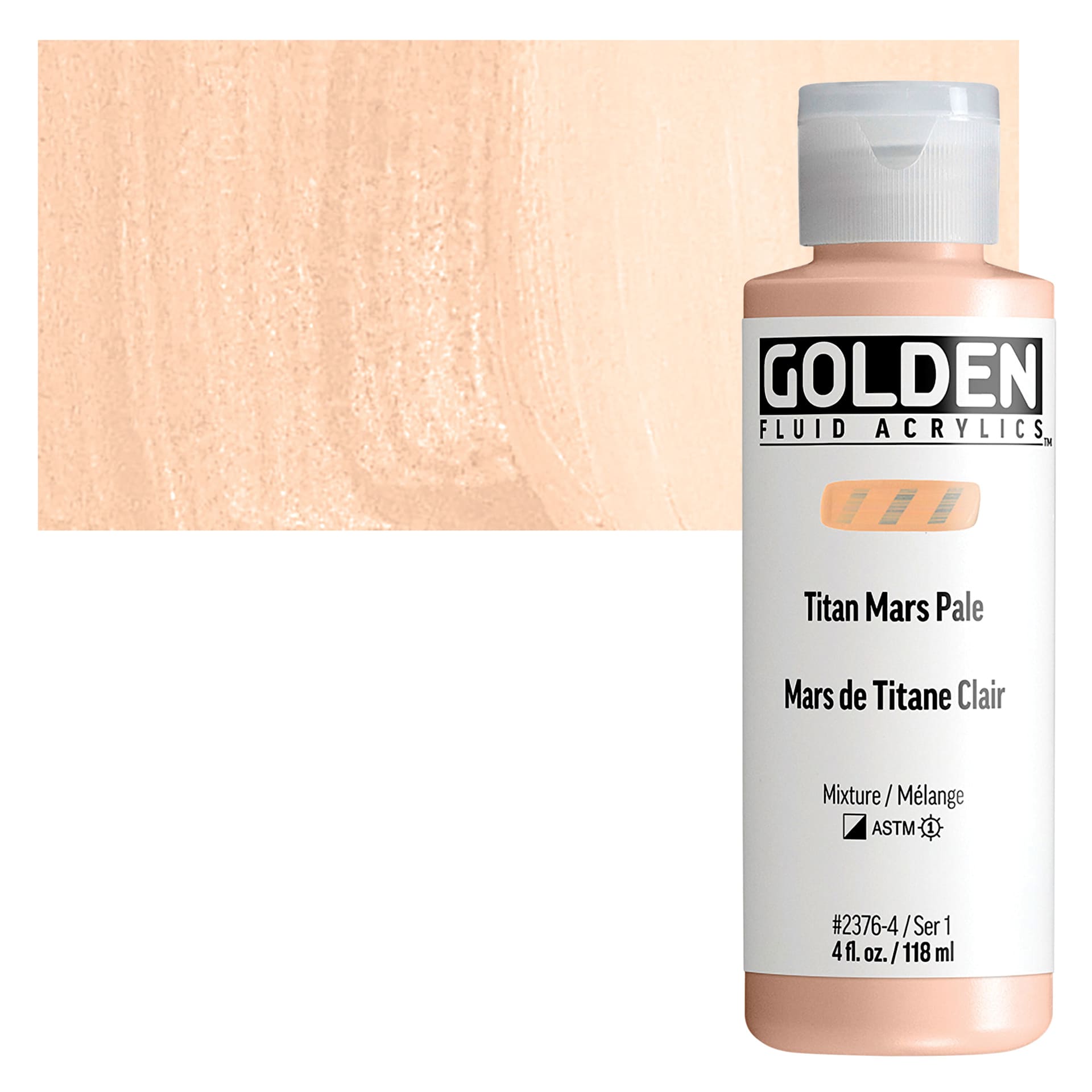 Golden Fluid Acrylic - Titan Mars Pale, 4 oz bottle and swatch