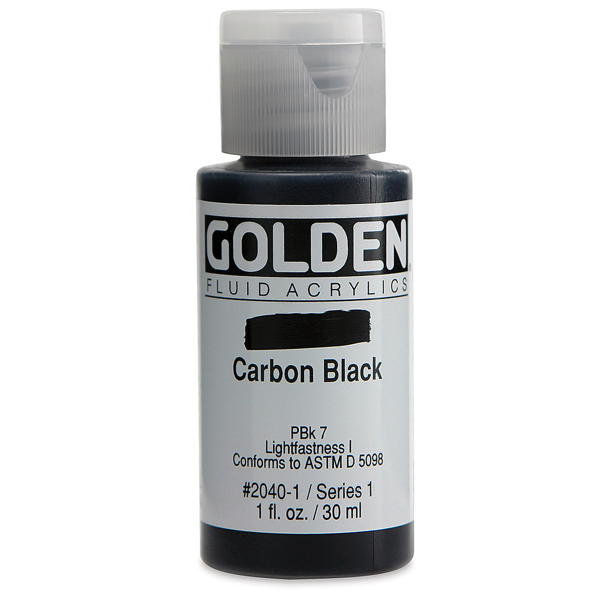 Golden Fluid Acrylics - Carbon Black, 1 oz bottle