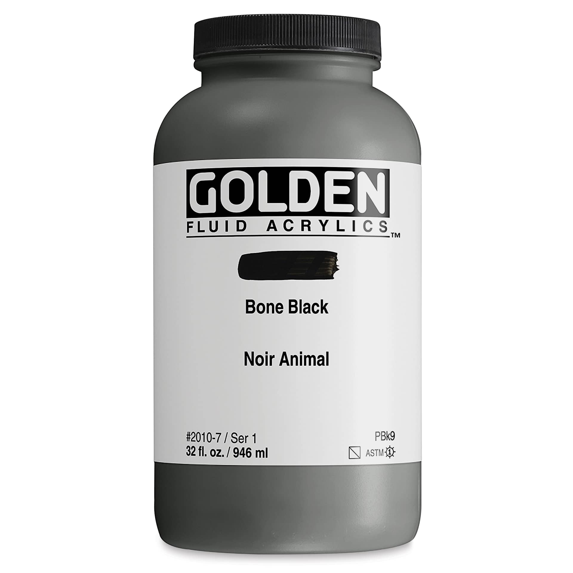Golden Fluid Acrylic - Bone Black, 32 oz Jar