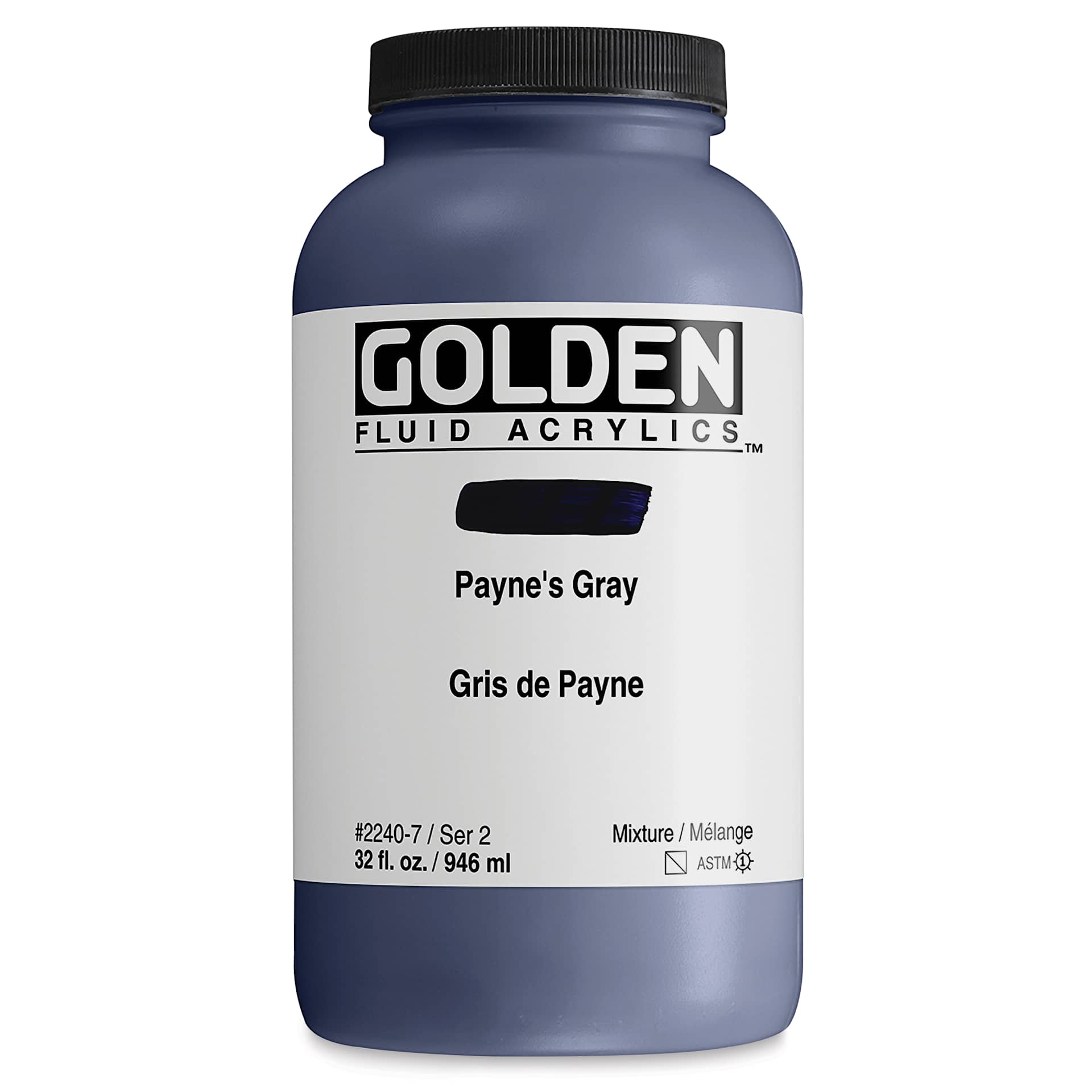 Golden Fluid Acrylic - Payne's Gray, 32 oz