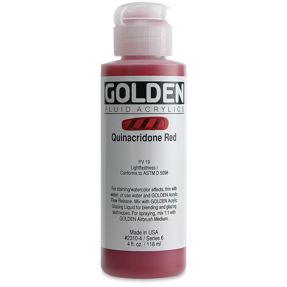 Golden Fluid Acrylics - Quinacridone Red, 4 oz bottle