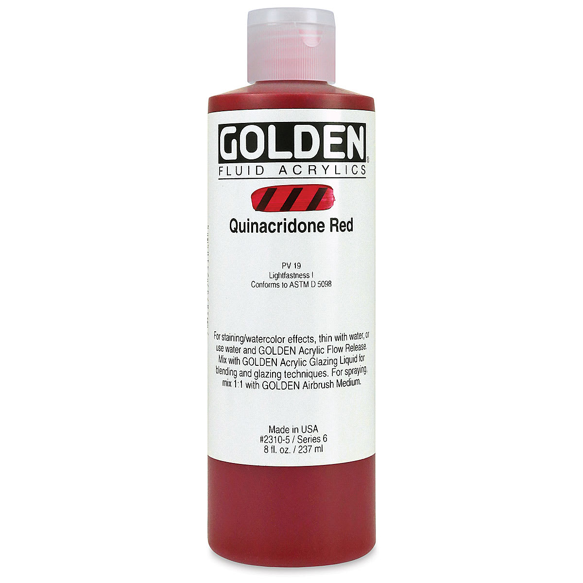Golden Fluid Acrylics - Quinacridone Red, 8 oz bottle
