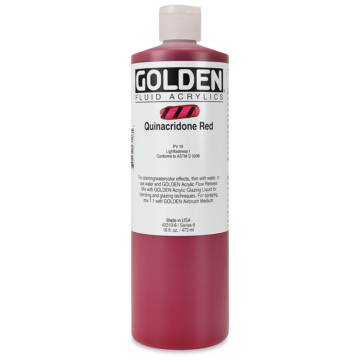 Golden Fluid Acrylics - Quinacridone Red, 16 oz bottle