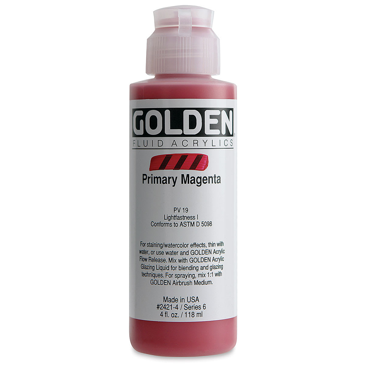 Golden Fluid Acrylics - Primary Magenta, 4 oz bottle