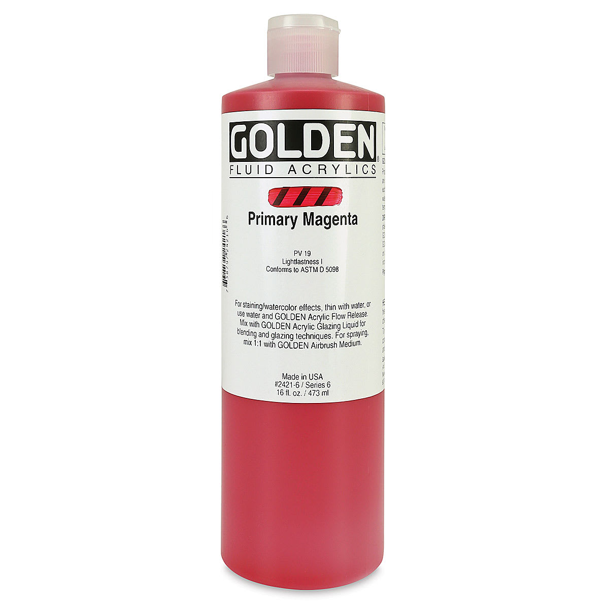 Golden Fluid Acrylics - Primary Magenta, 16 oz bottle
