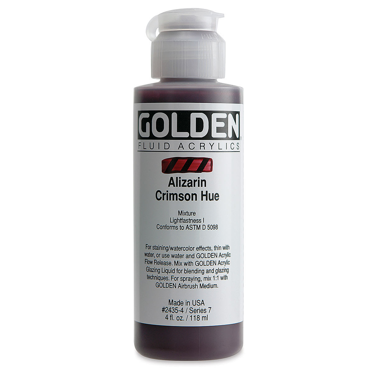 Golden Fluid Acrylics - Alizarin Crimson Hue, 4 oz bottle
