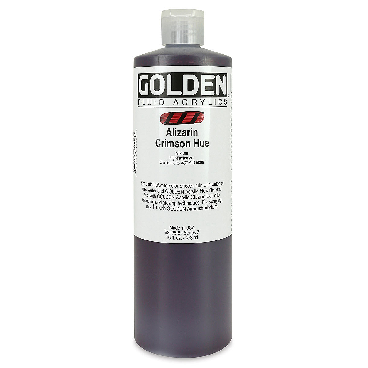 Golden Fluid Acrylics - Alizarin Crimson Hue, 16 oz bottle