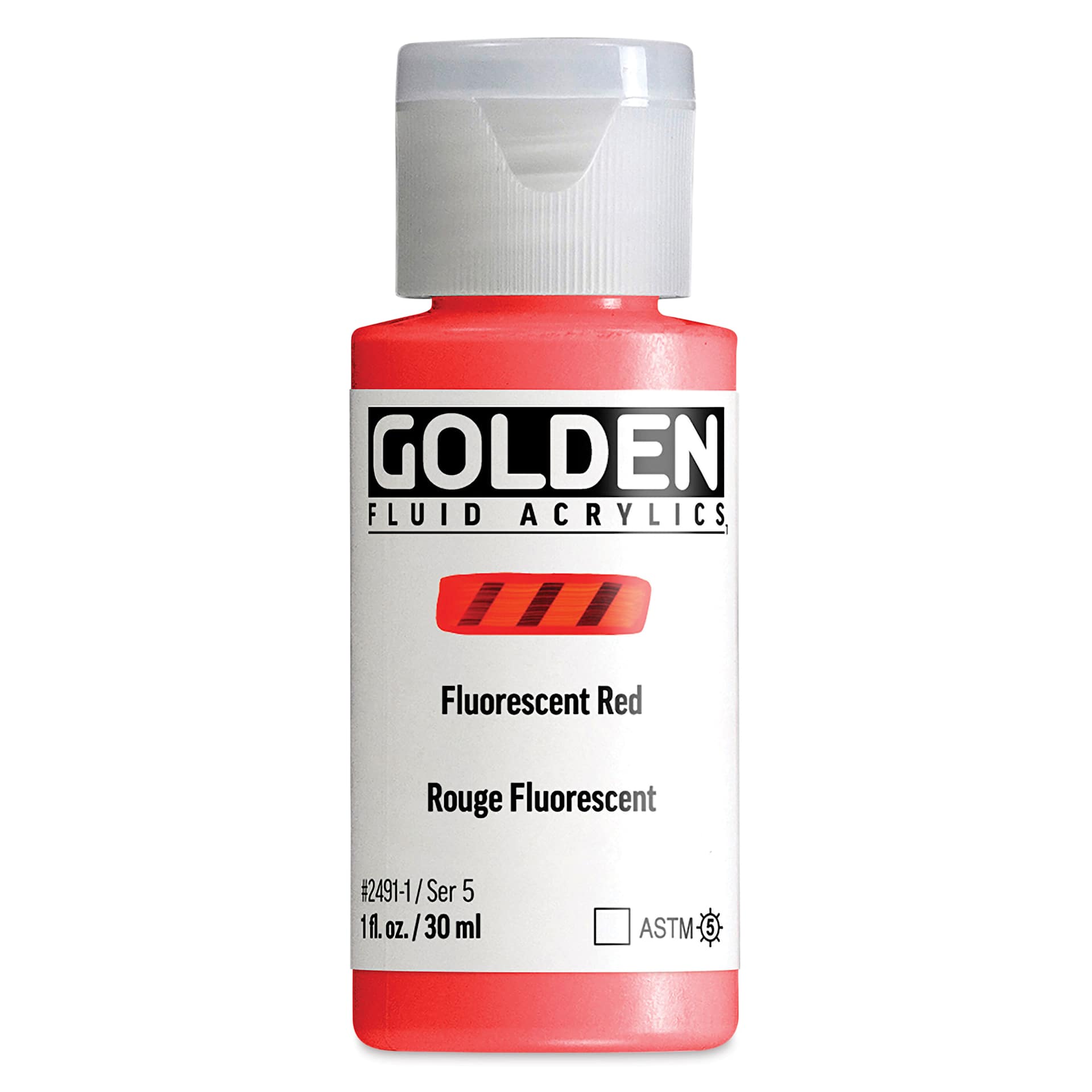 Golden Fluid Acrylic - Fluorescent Red, 1 oz bottle