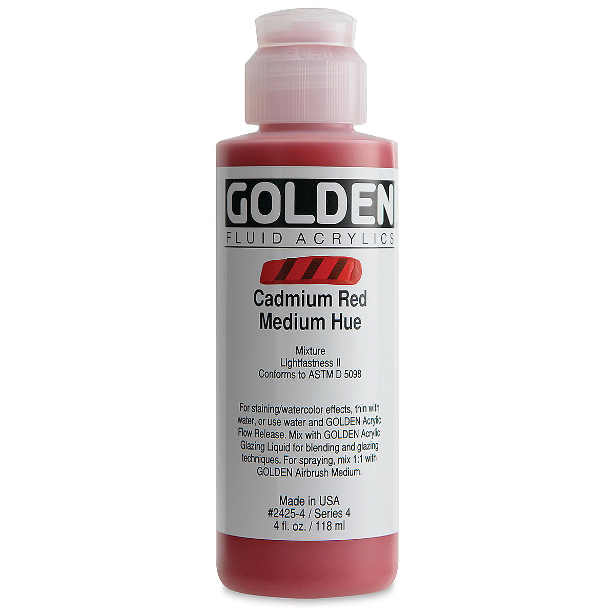 Golden Fluid Acrylics - Cadmium Red Medium Hue, 4 oz bottle