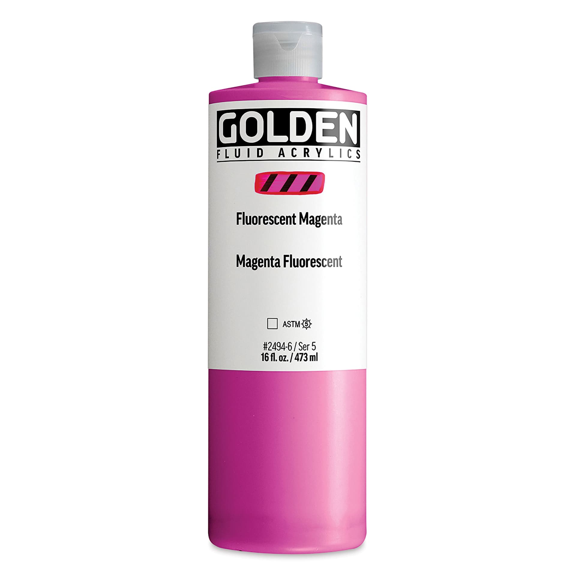 Golden Fluid Acrylic - Fluorescent Magenta, 16 oz Bottle
