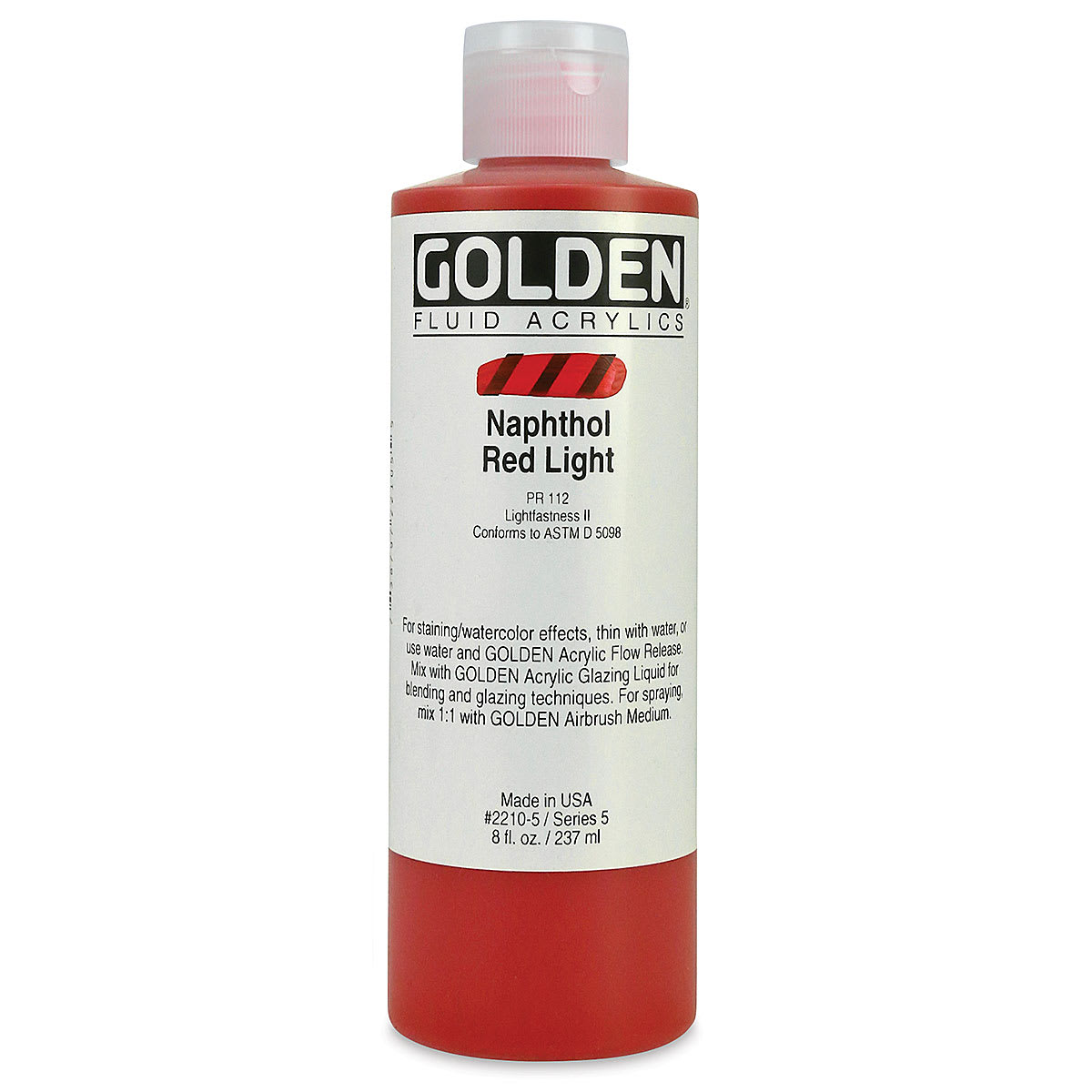 Golden Fluid Acrylics - Naphthol Red Light, 8 oz bottle