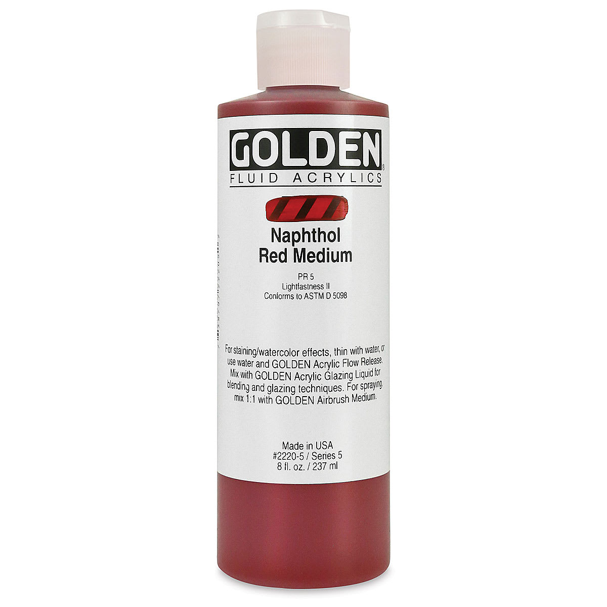 Golden Fluid Acrylics - Naphthol Red Medium, 8 oz bottle