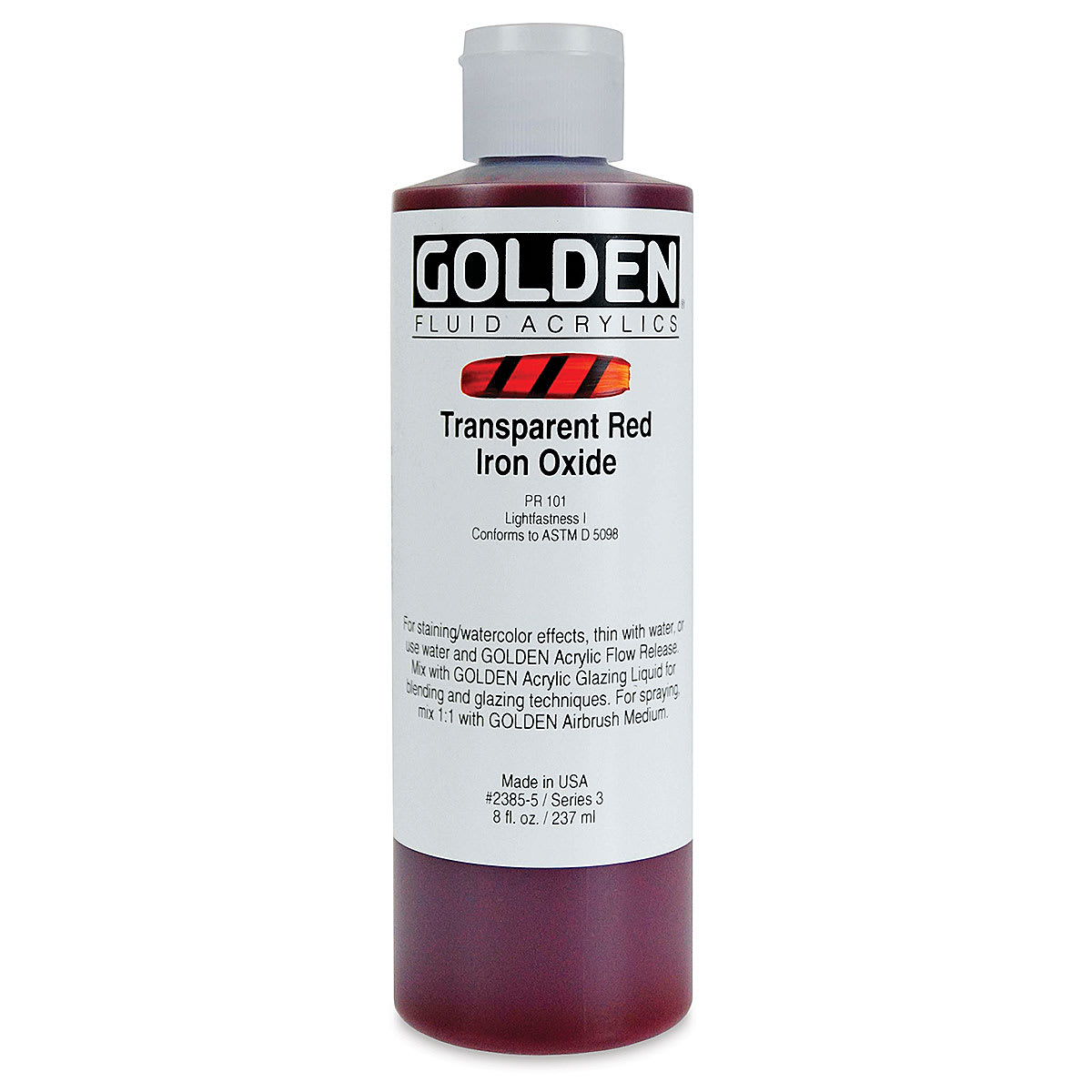 Golden Fluid Acrylics - Transparent Red Iron Oxide, 8 oz bottle
