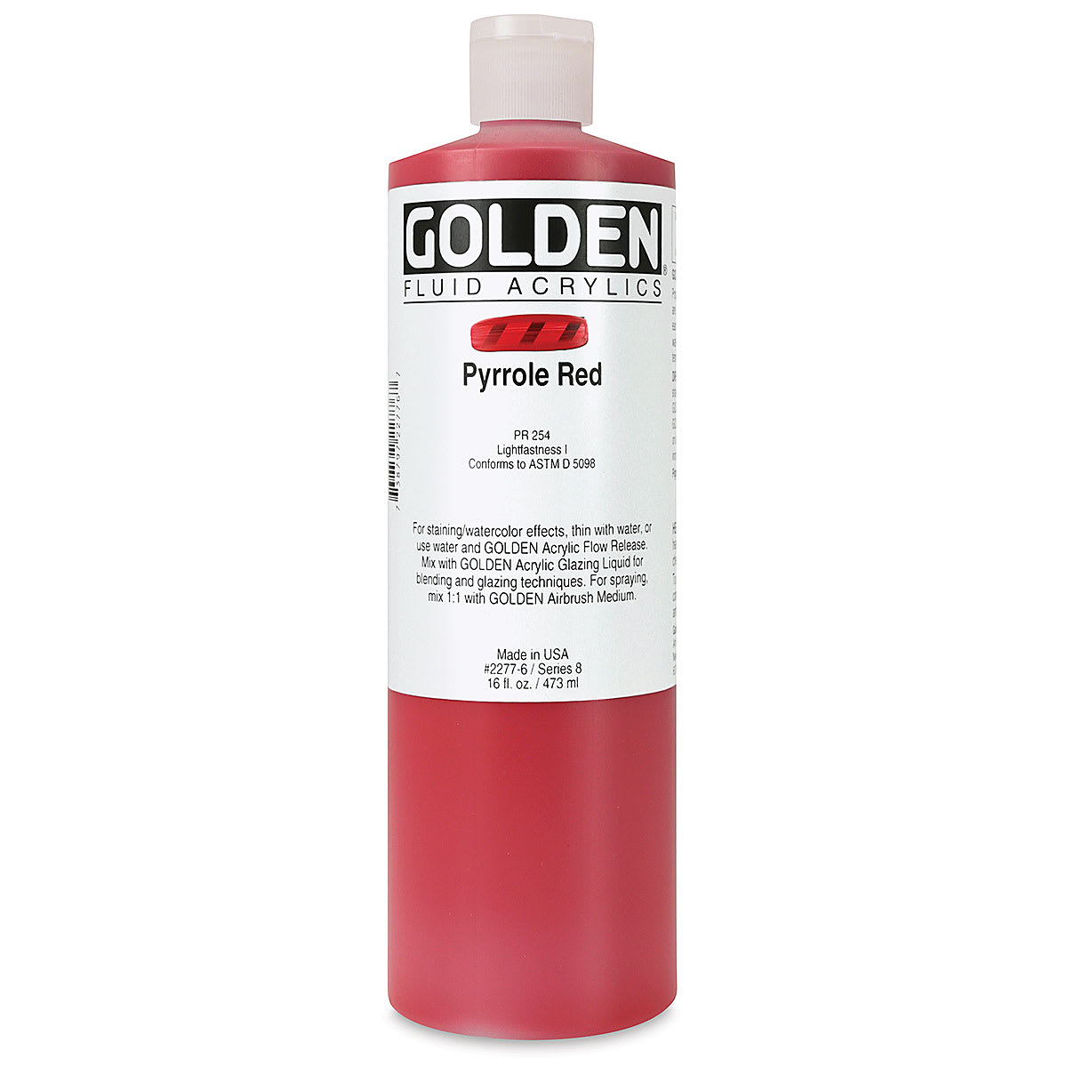 Golden Fluid Acrylics - Pyrrole Red, 16 oz bottle