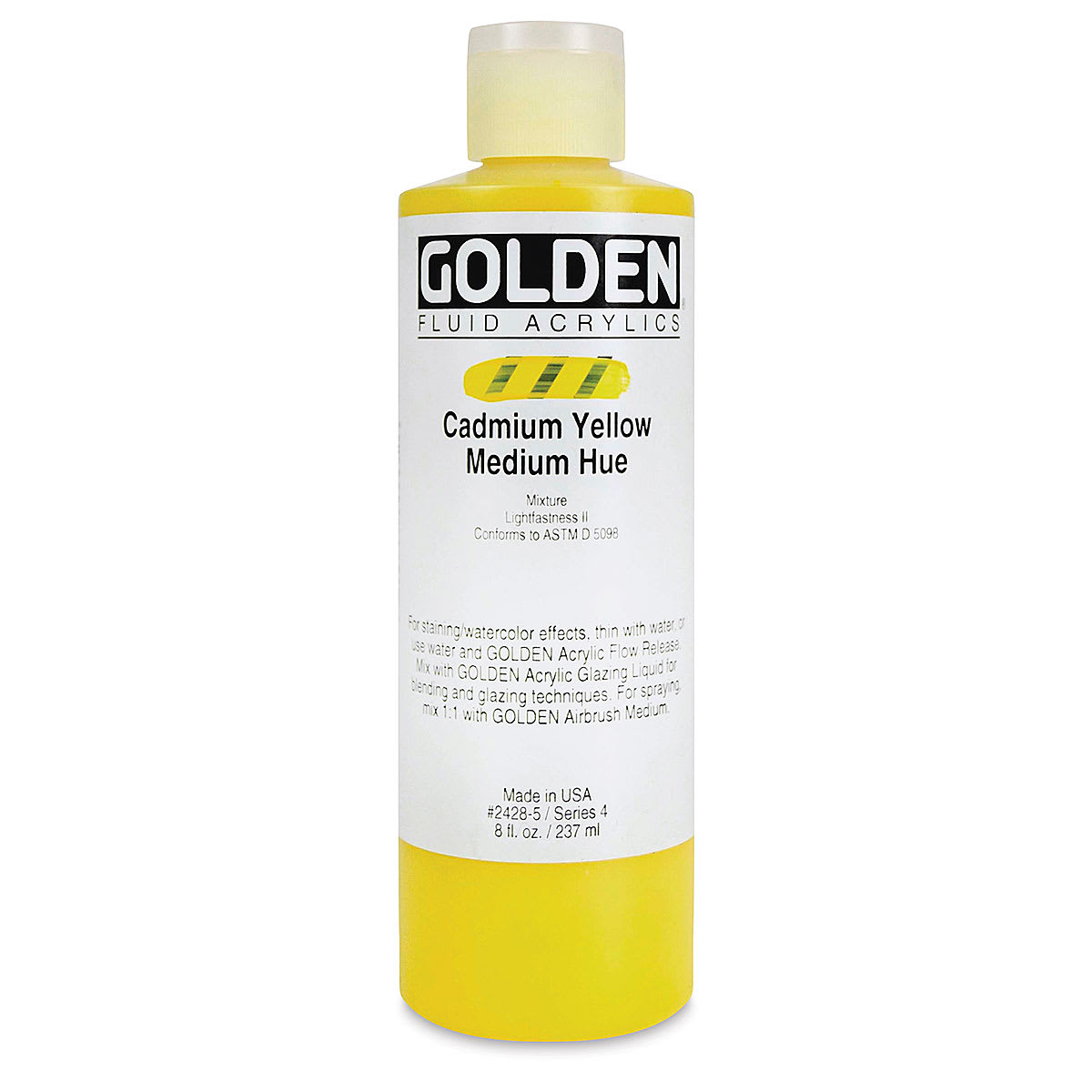 Golden Fluid Acrylics - Cadmium Yellow Medium Hue, 8 oz, Bottle