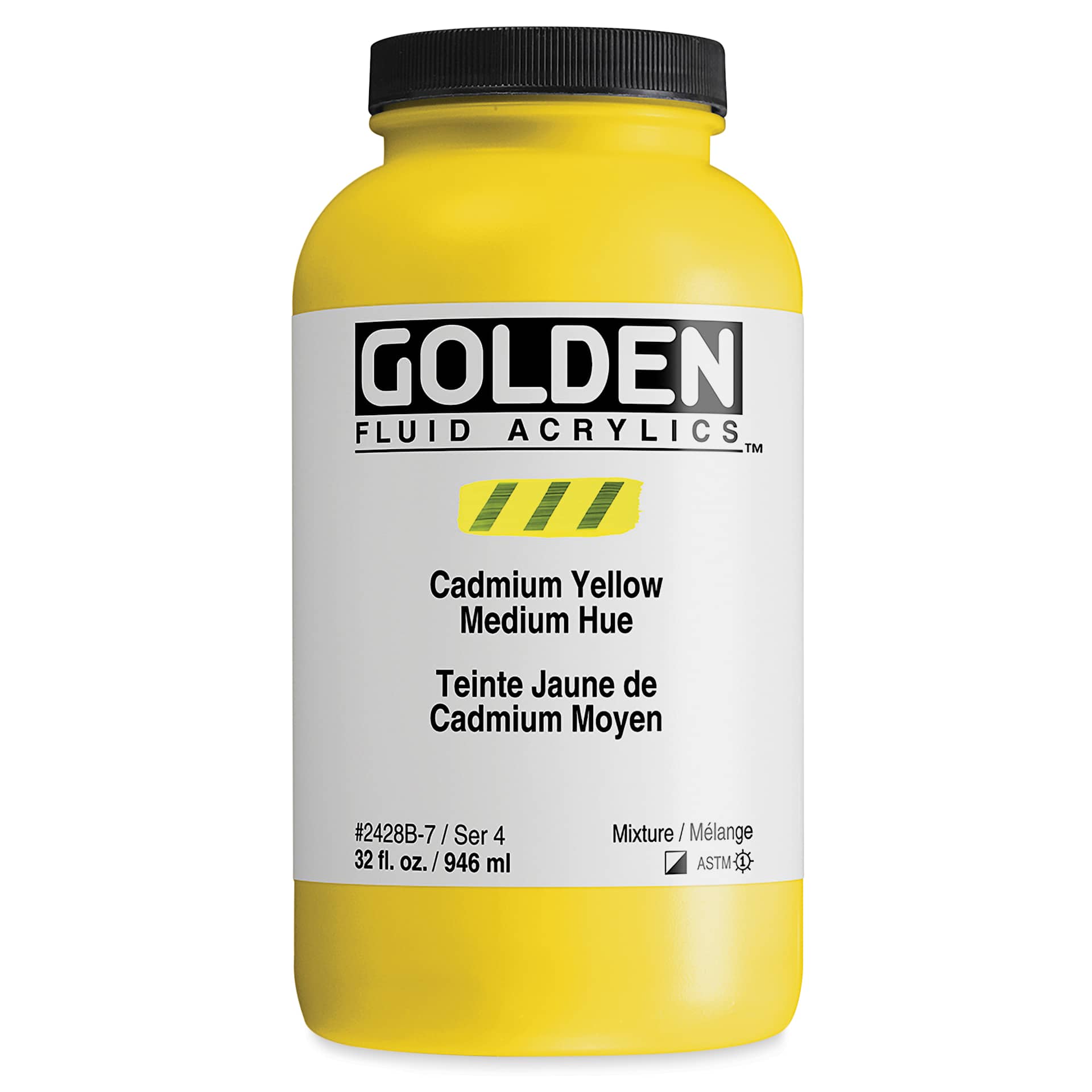 Golden Fluid Acrylic - Cadmium Yellow Medium Hue, 32 oz bottle