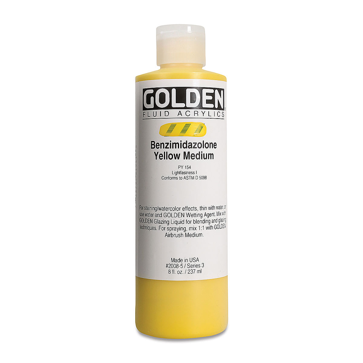 Golden Fluid Acrylics - Benzimidazolone Yellow Medium, 8 oz