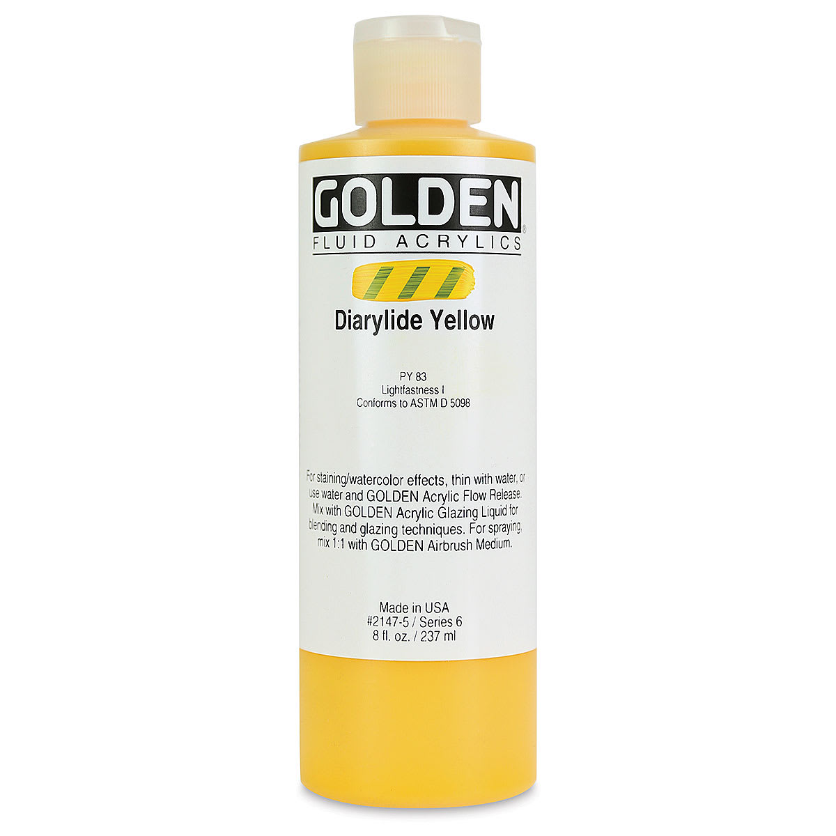 Golden Fluid Acrylics - Diarylide Yellow, 8 oz bottle