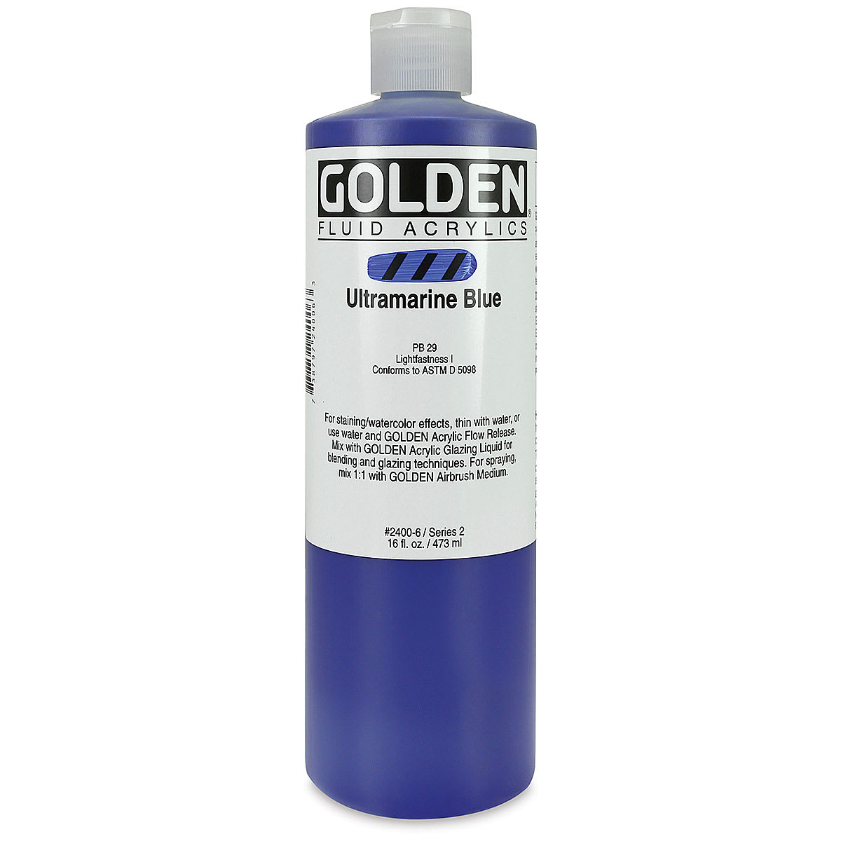 Golden Fluid Acrylics - Ultramarine Blue, 16 oz bottle