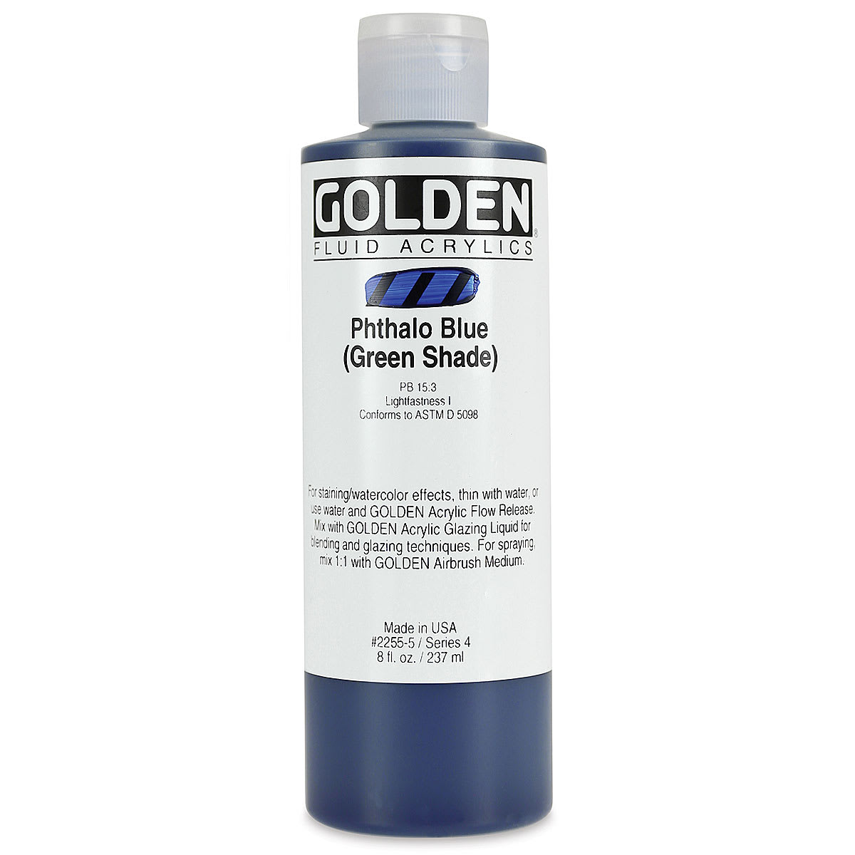 Golden Fluid Acrylics - Phthalo Blue (Green Shade), 8 oz bottle