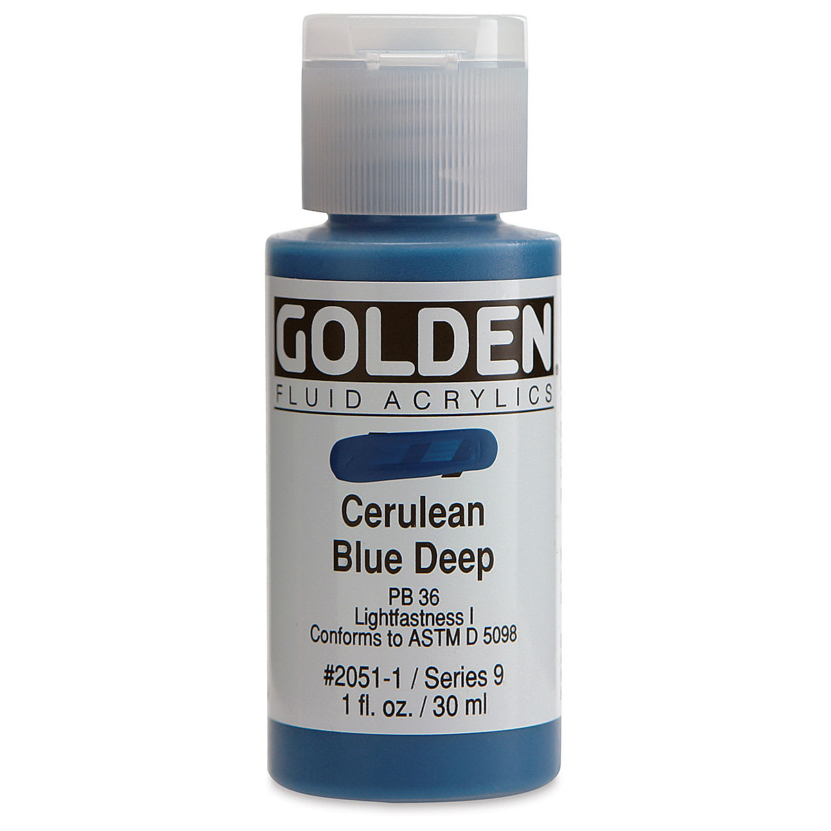 Golden Fluid Acrylics - Cerulean Blue Deep, 1 oz bottle