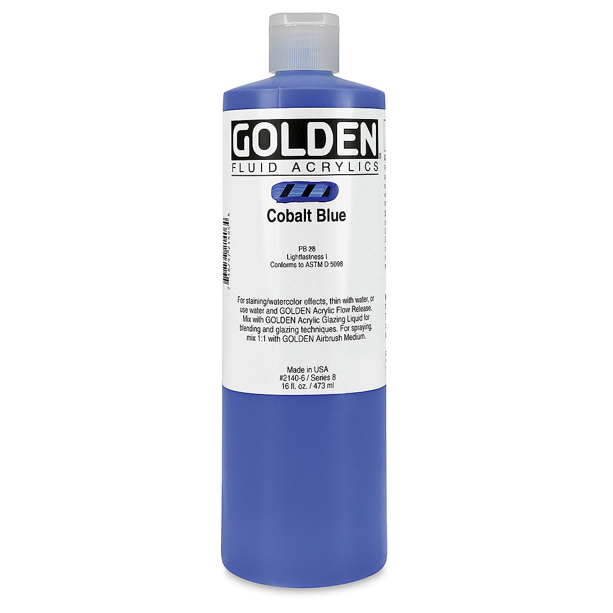 Golden Fluid Acrylics - Cobalt Blue, 16 oz, Bottle