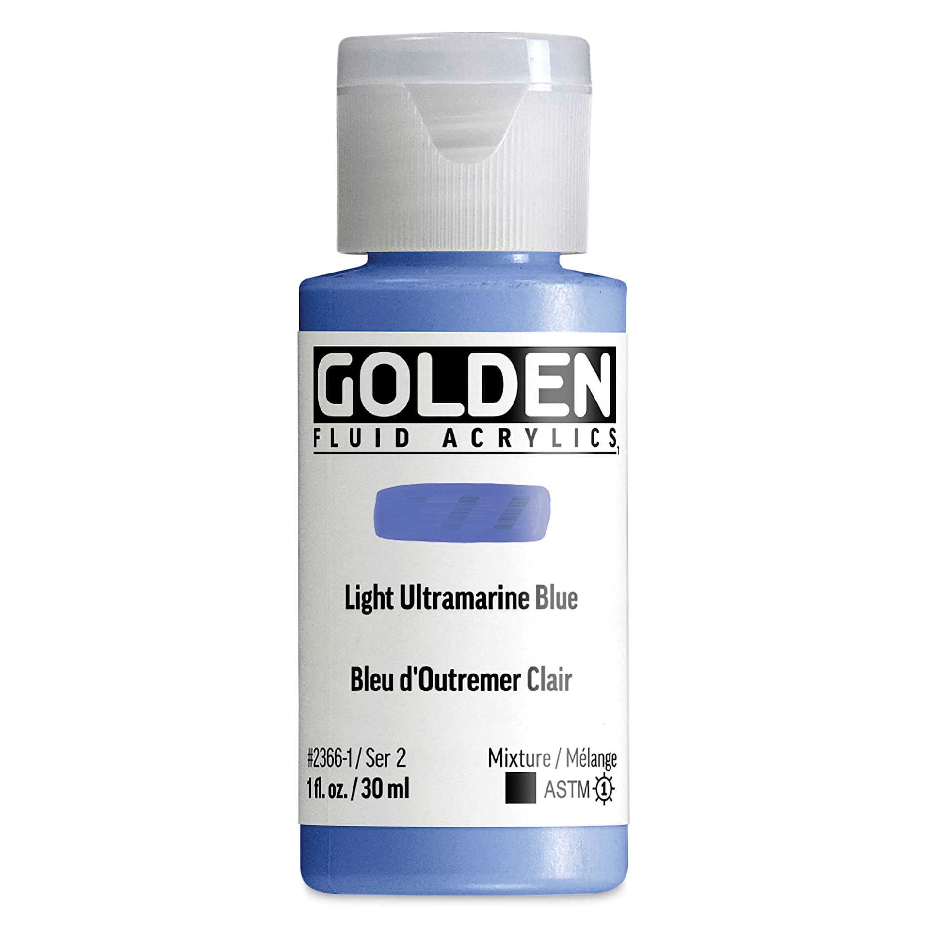 Golden Fluid Acrylic - Light Ultramarine Blue, 1 oz bottle