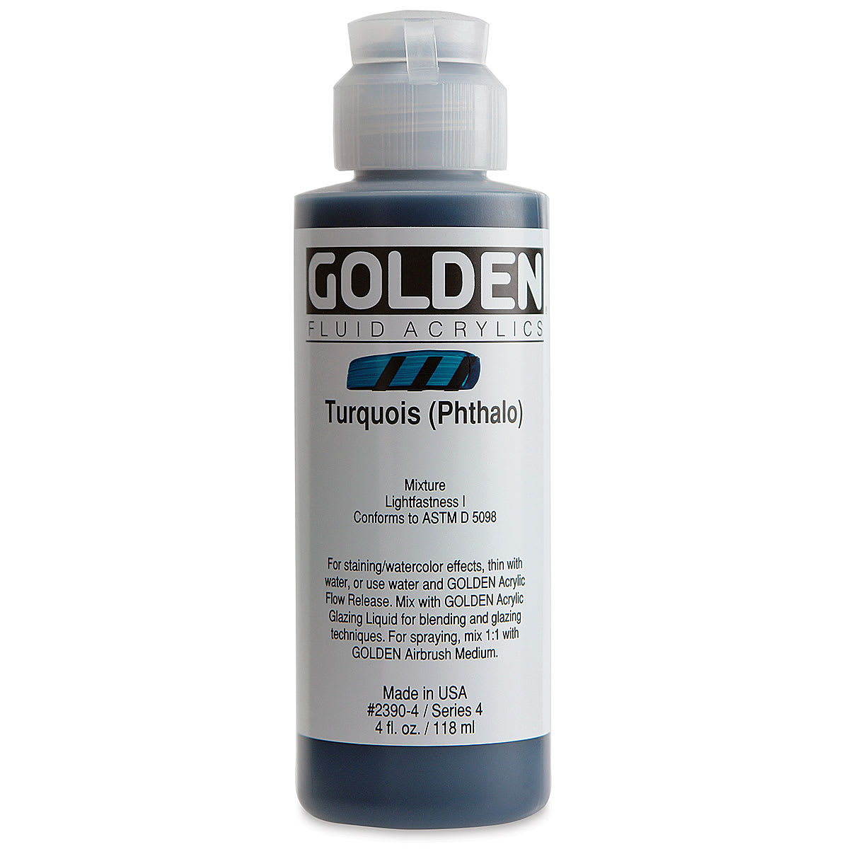 Golden Fluid Acrylics - Turquoise (Phthalo), 4 oz bottle
