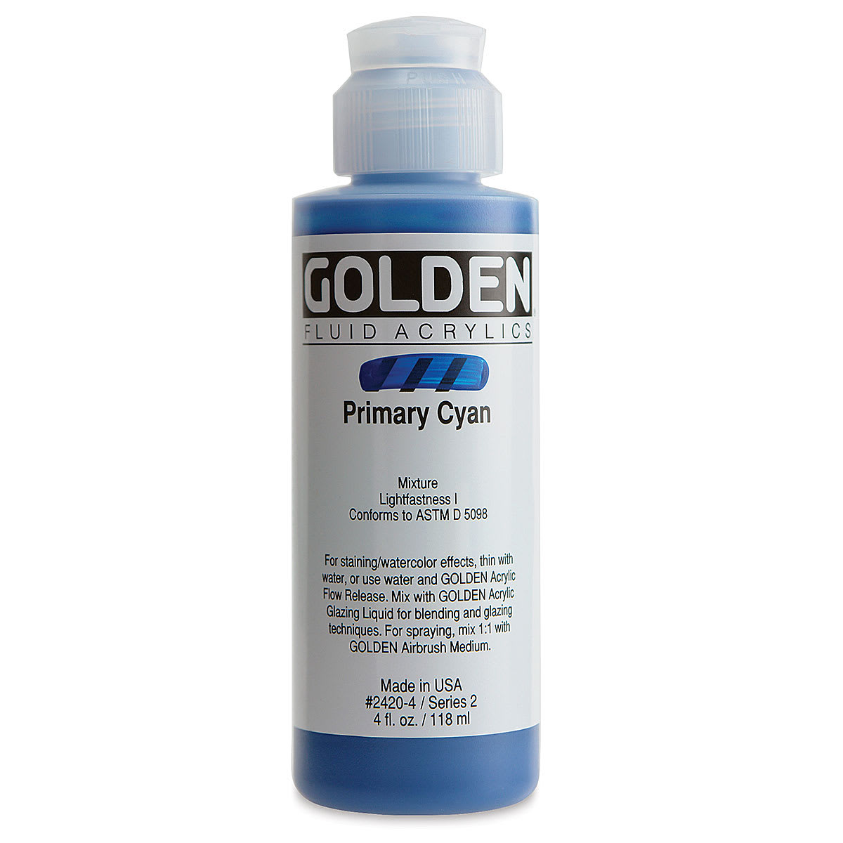 Golden Fluid Acrylics - Primary Cyan, 4 oz bottle