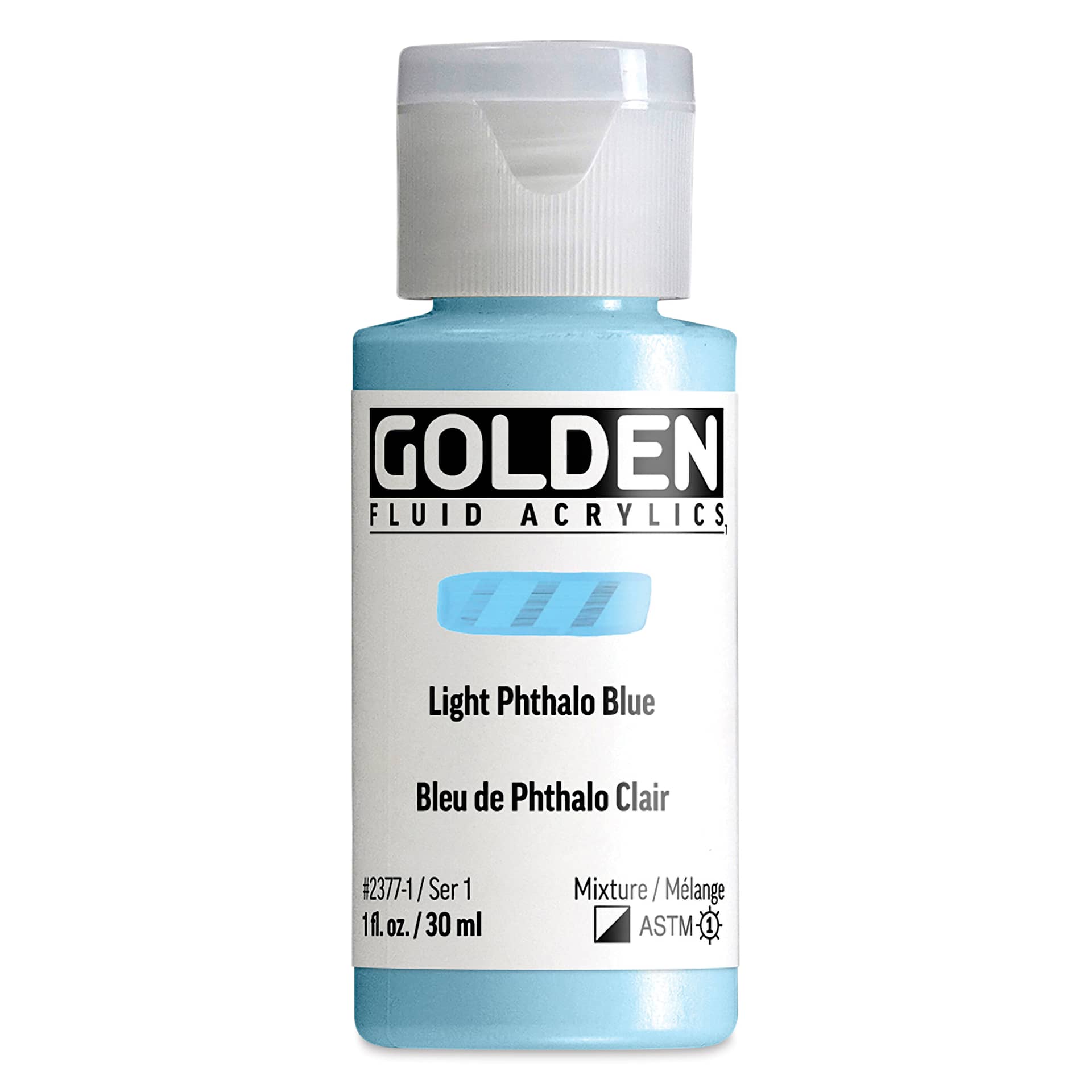 Golden Fluid Acrylic - Light Phthalo Blue, 1 oz bottle