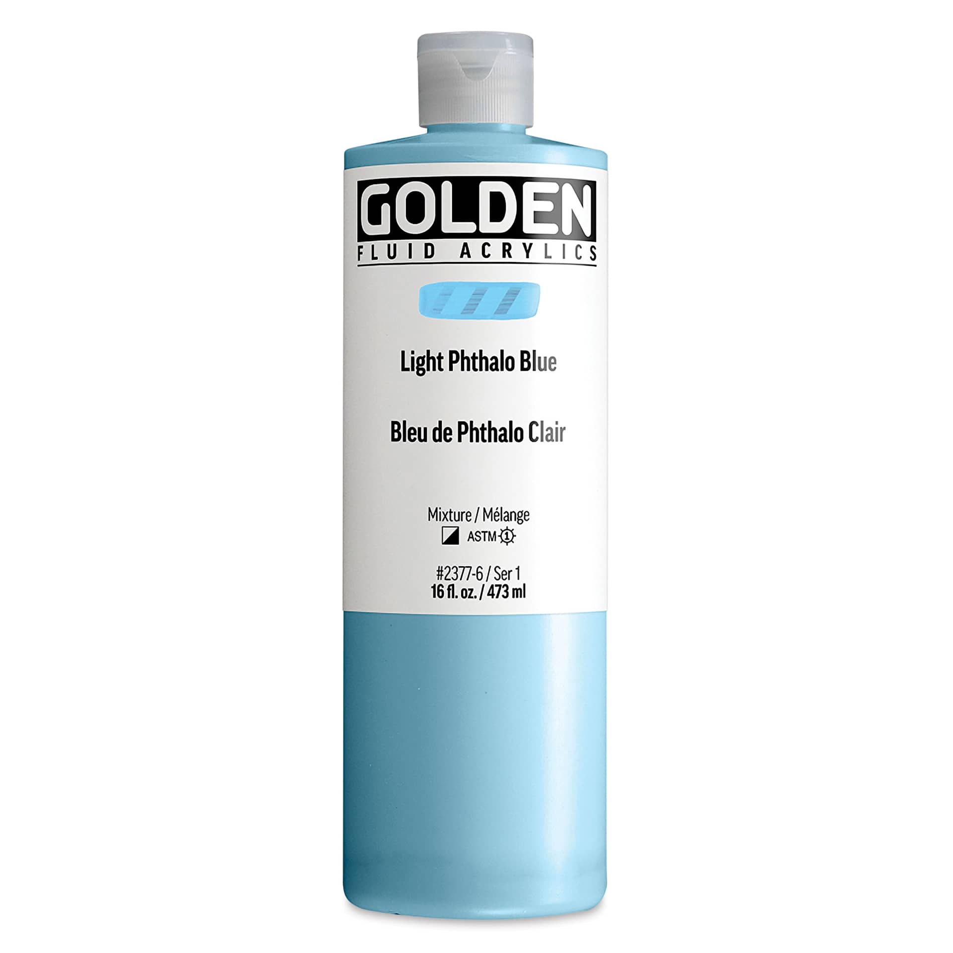 Golden Fluid Acrylic - Light Phthalo Blue, 16 oz Bottle