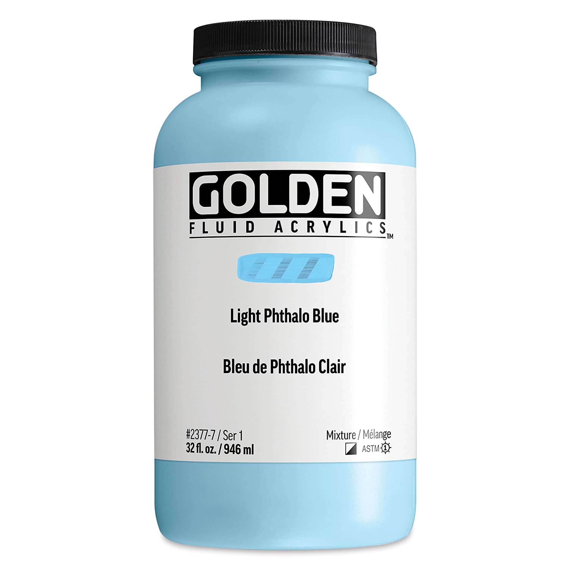 Golden Fluid Acrylic - Light Phthalo Blue, 32 oz bottle