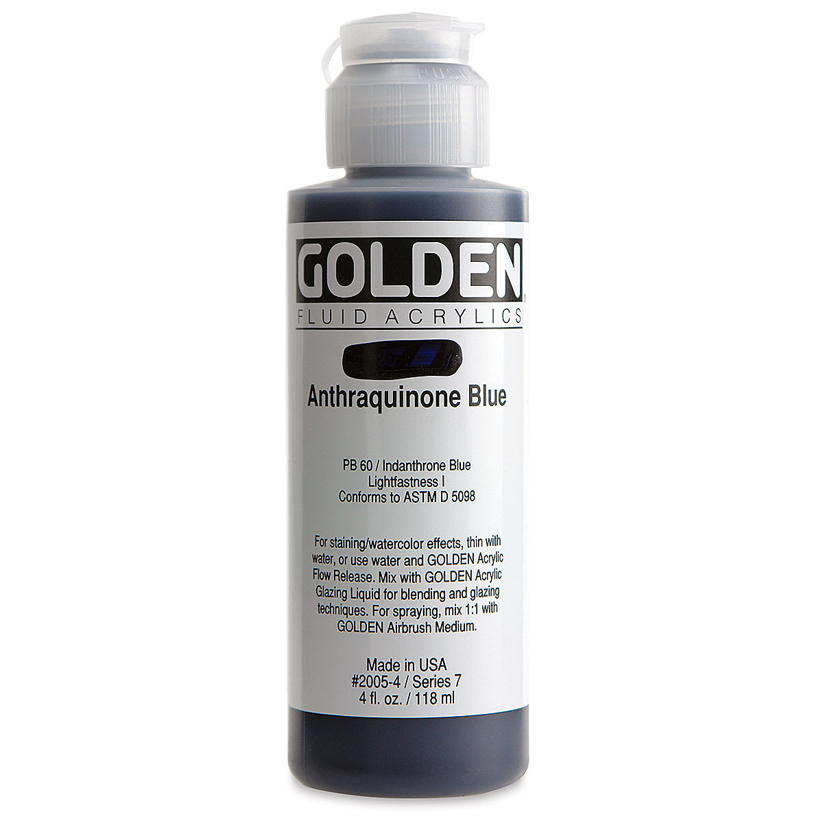 Golden Fluid Acrylics - Anthraquinone Blue, 4 oz bottle