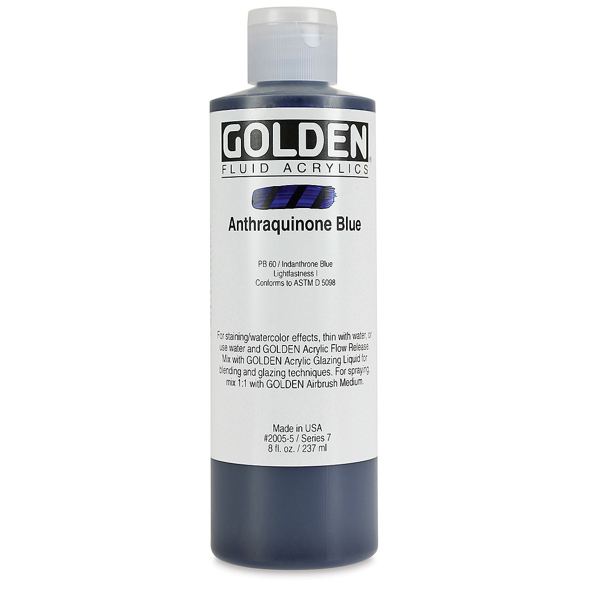 Golden Fluid Acrylics - Anthraquinone Blue, 8 oz bottle