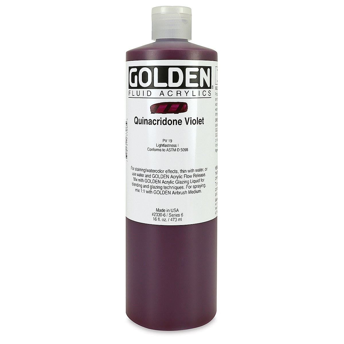 Golden Fluid Acrylics - Quinacridone Violet, 16 oz bottle